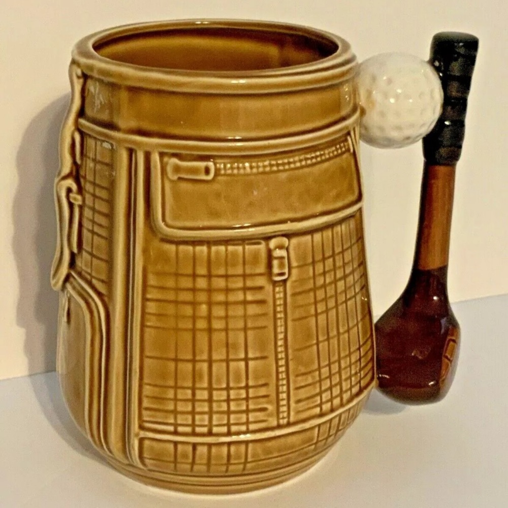 Vintage, 32 oz, GOLF CLUB BAG, 3D Ceramic Coffee Mug,JUMBO SIZED,Lefton,Japan